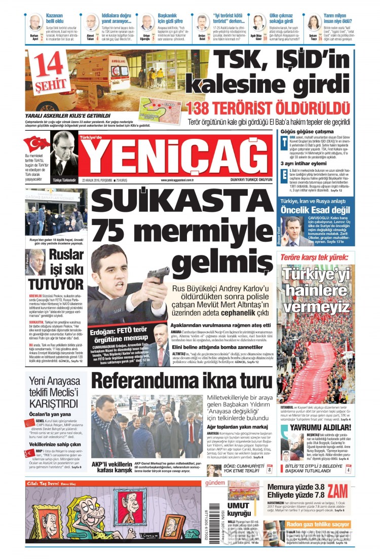 22 Aralık 2016 gazete manşetleri - 15