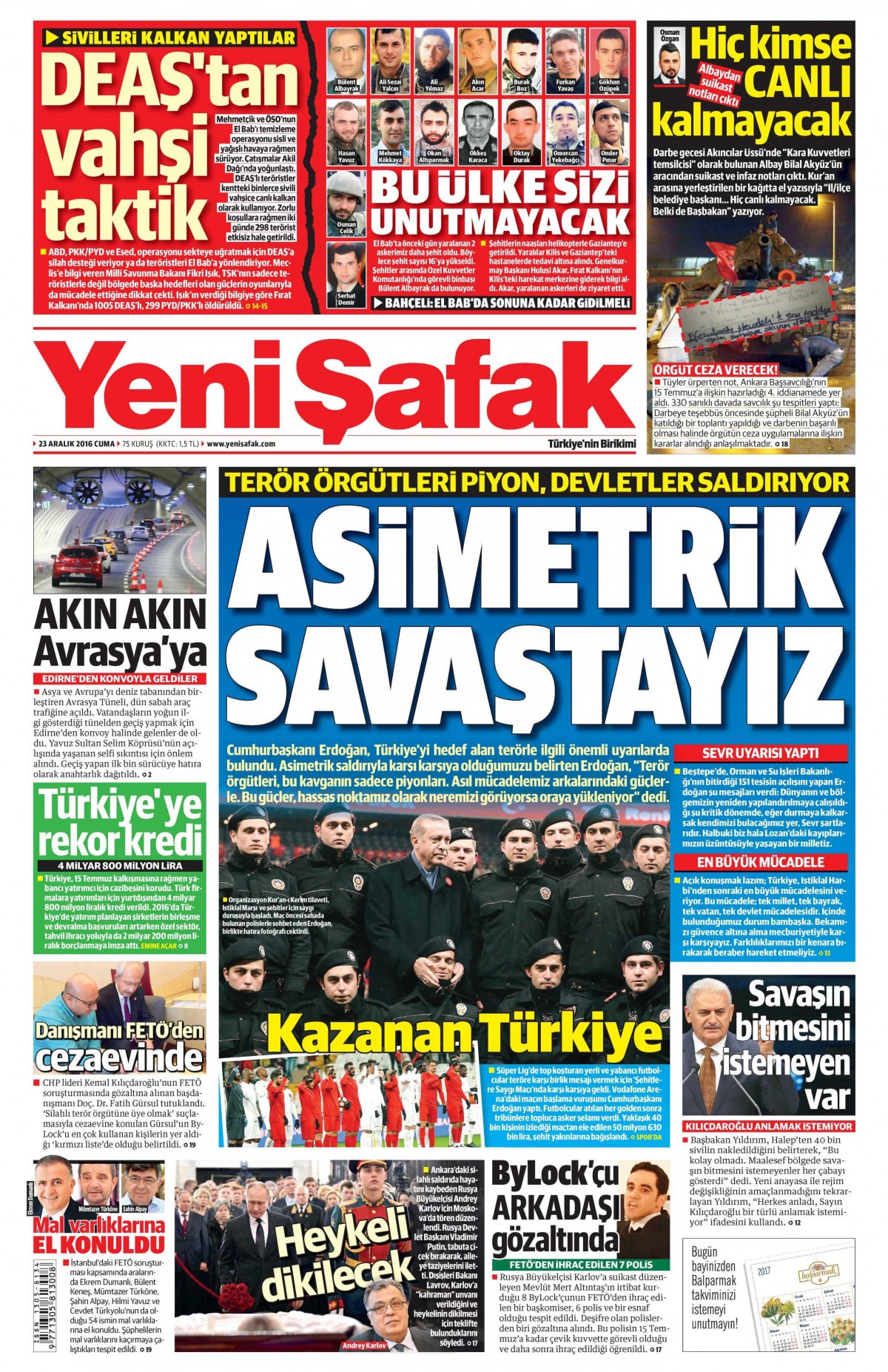 23 Aralık 2016 gazete manşetleri - 700