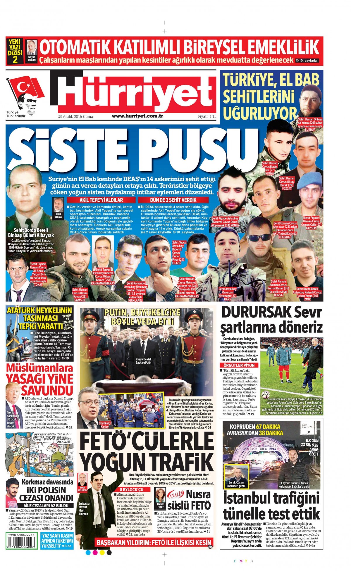 23 Aralık 2016 gazete manşetleri - -3