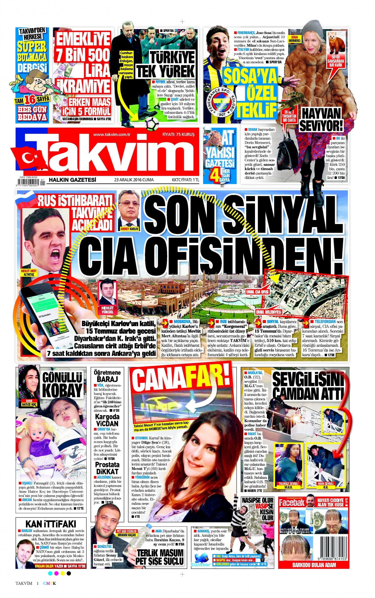 23 Aralık 2016 gazete manşetleri - -4