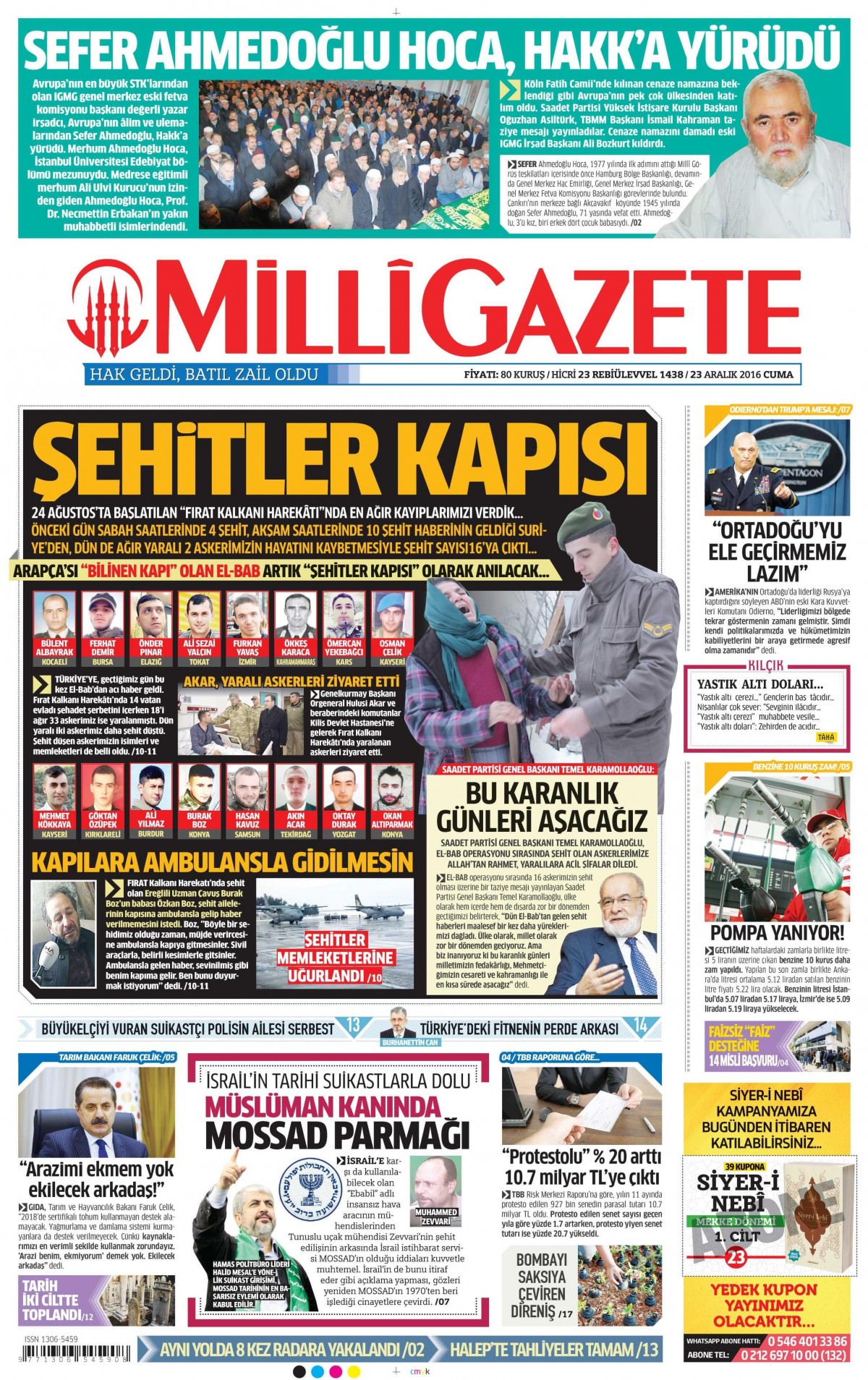 23 Aralık 2016 gazete manşetleri - -5