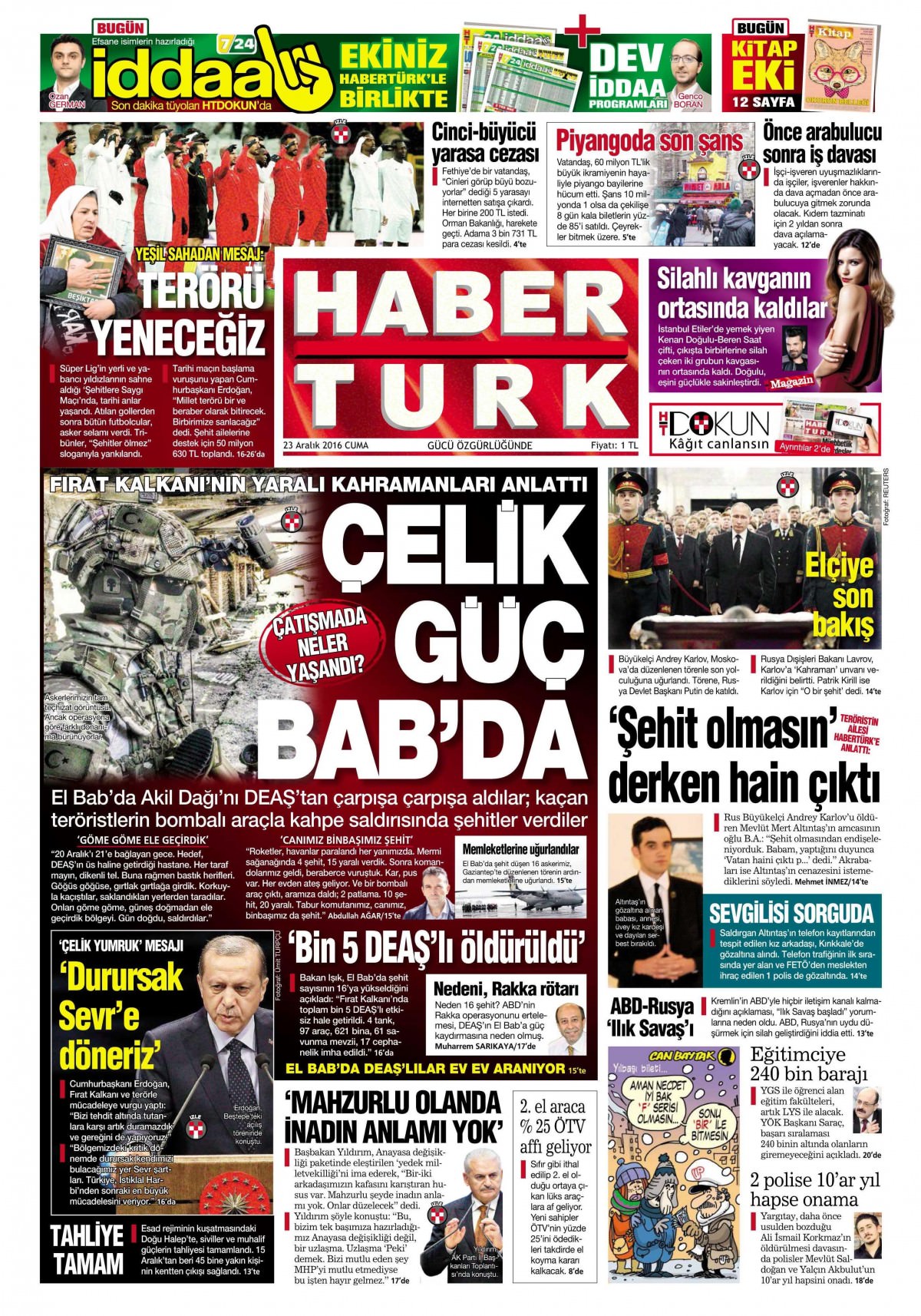 23 Aralık 2016 gazete manşetleri - -7