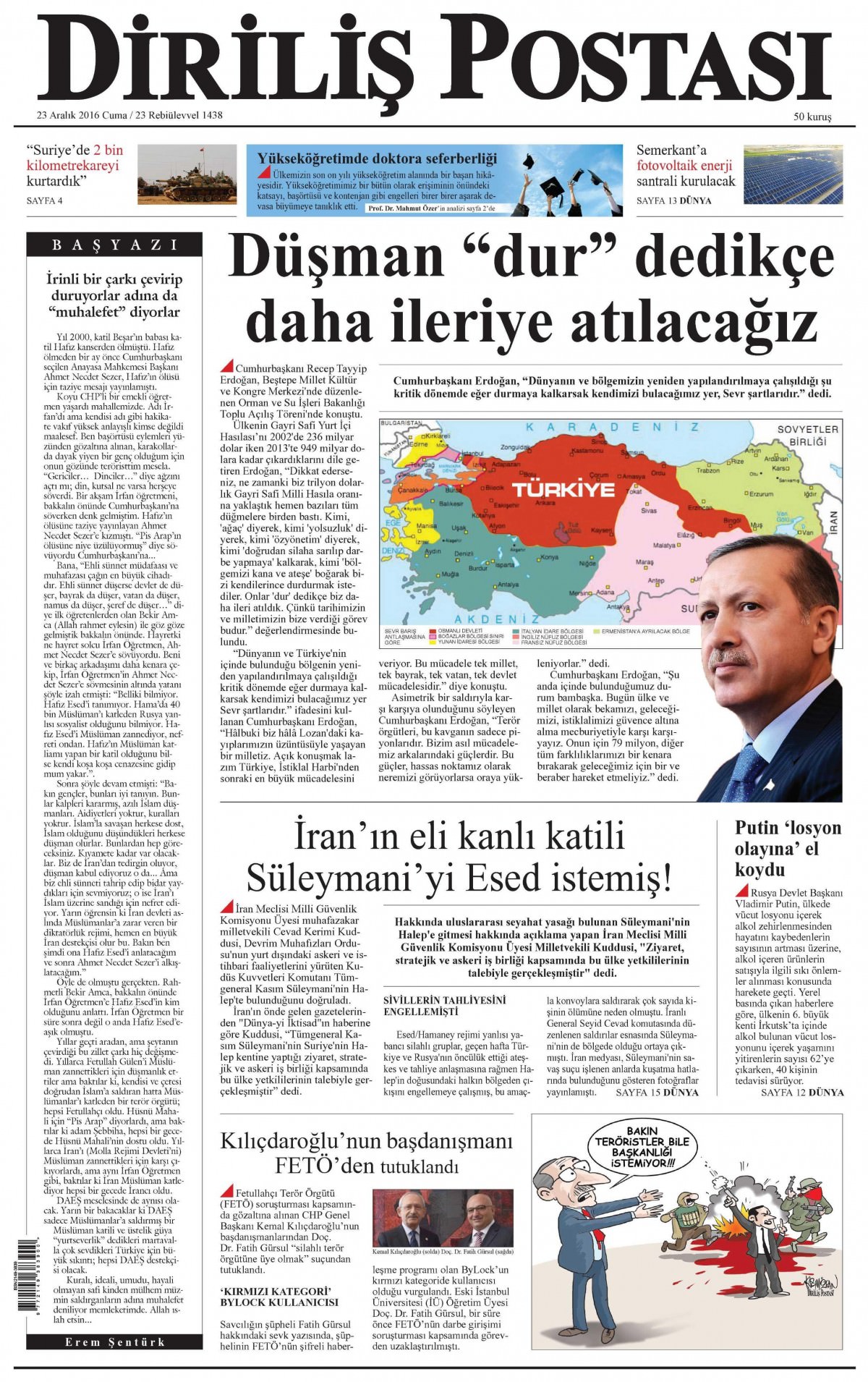 23 Aralık 2016 gazete manşetleri - -16