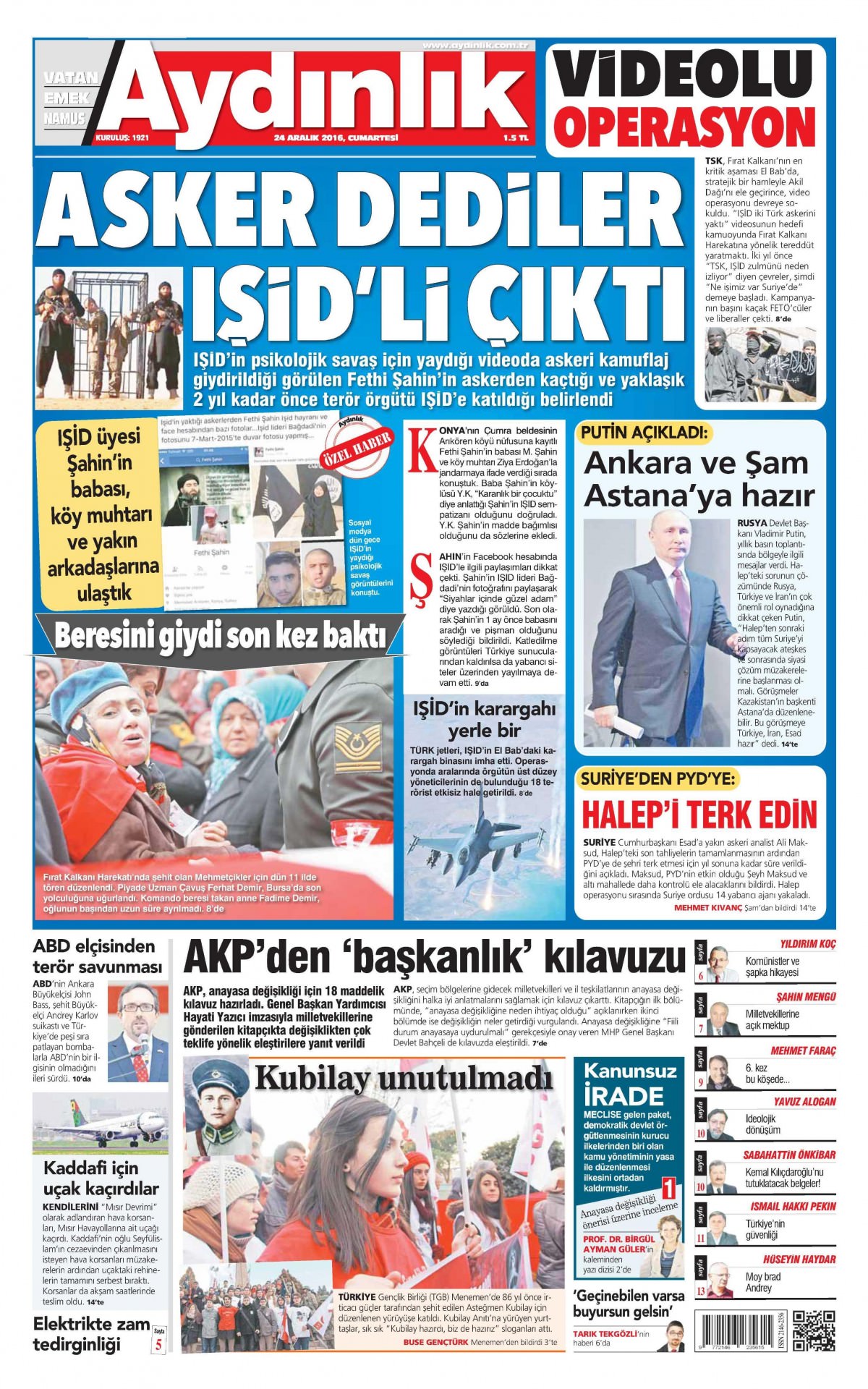 24 Aralık 2016 gazete manşetleri - 7