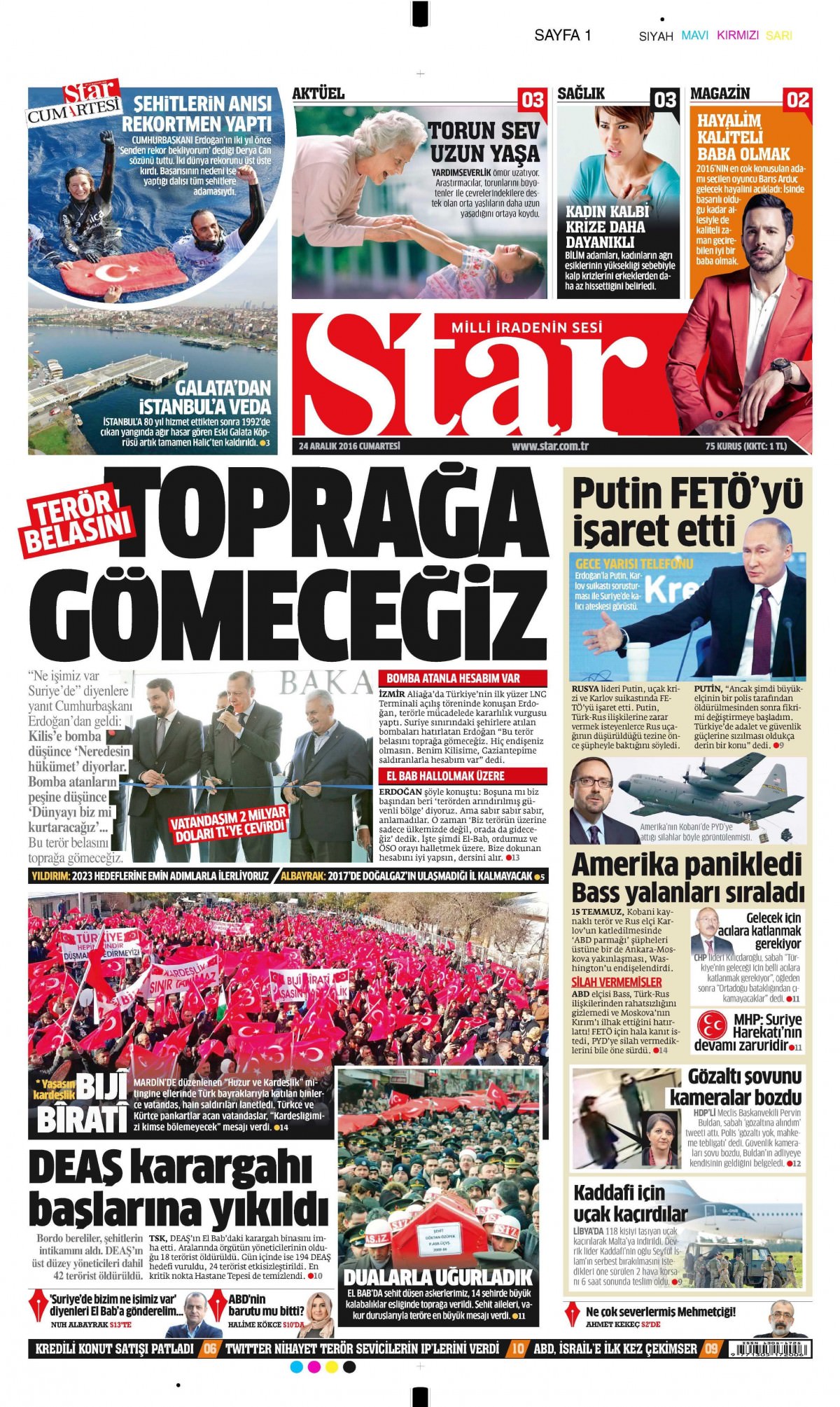 24 Aralık 2016 gazete manşetleri - 24