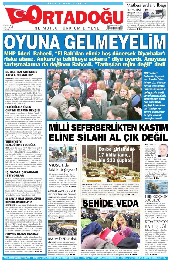 25 Aralık 2016 gazete manşetleri - 381