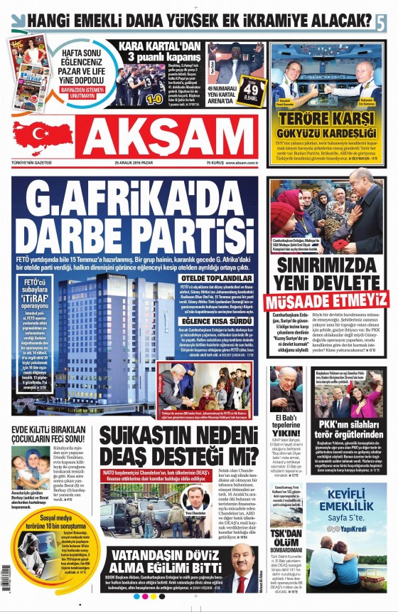 25 Aralık 2016 gazete manşetleri - 392
