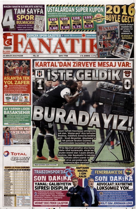 25 Aralık 2016 gazete manşetleri - 397