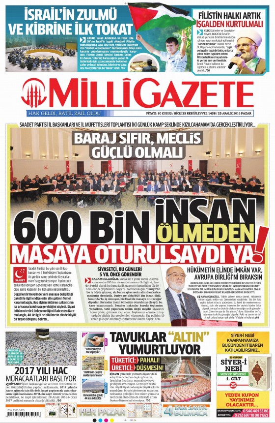 25 Aralık 2016 gazete manşetleri - 399