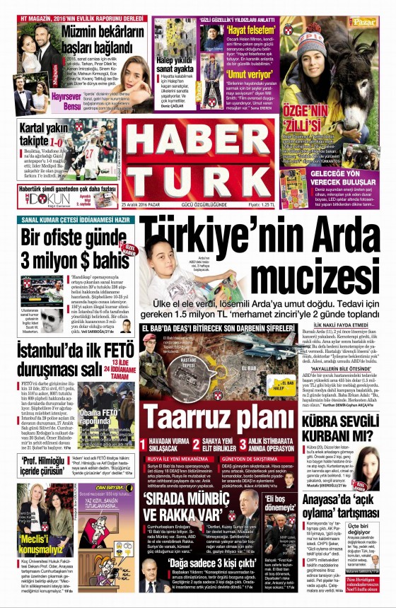 25 Aralık 2016 gazete manşetleri - 405