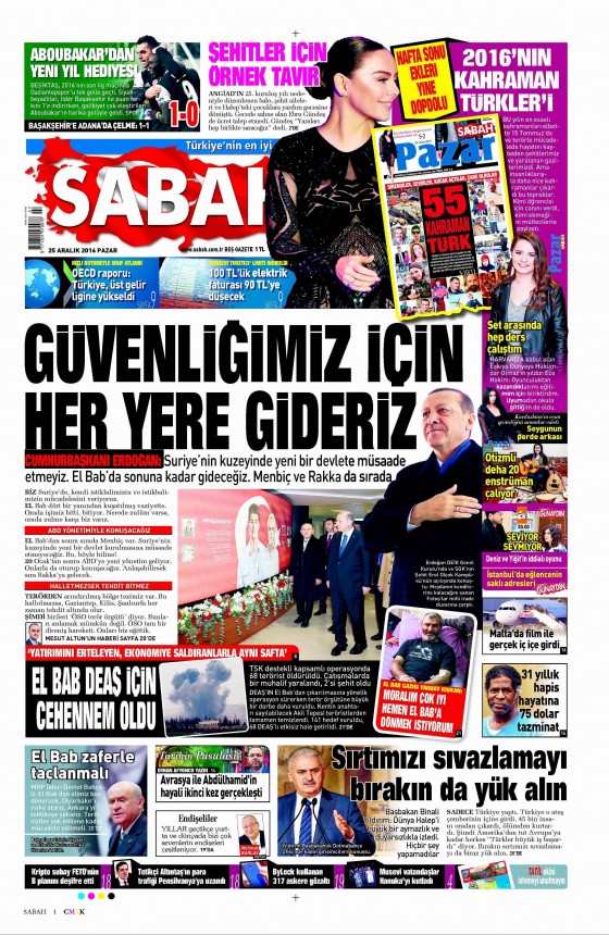 25 Aralık 2016 gazete manşetleri - 402