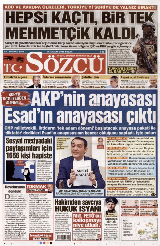 25 Aralık 2016 gazete manşetleri - 406