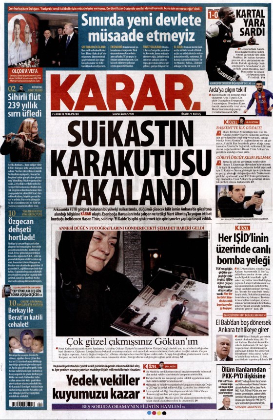 25 Aralık 2016 gazete manşetleri - 412