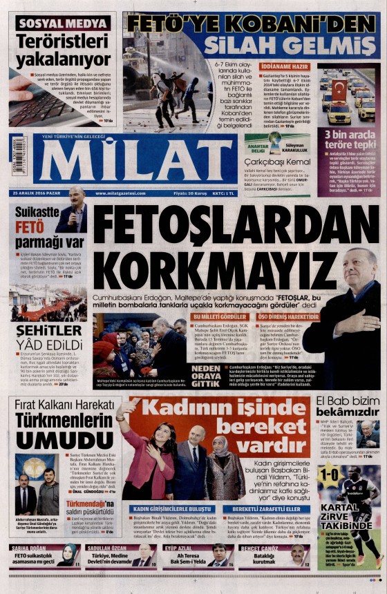 25 Aralık 2016 gazete manşetleri - 408