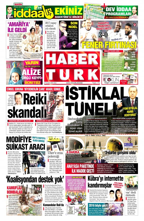 27 Aralık 2016 gazete manşetleri - 14