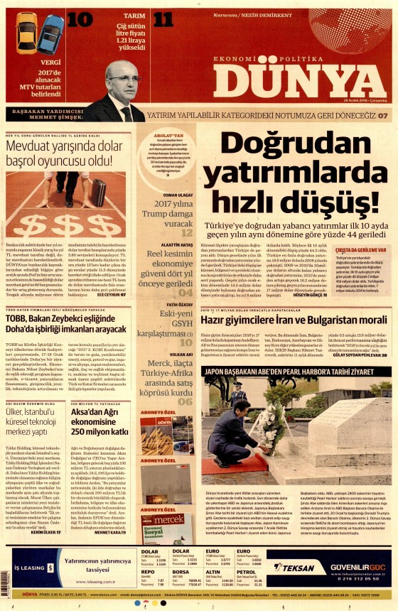28 Aralık 2016 gazete manşetleri - 494