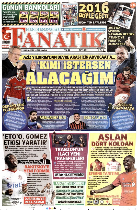 28 Aralık 2016 gazete manşetleri - 497