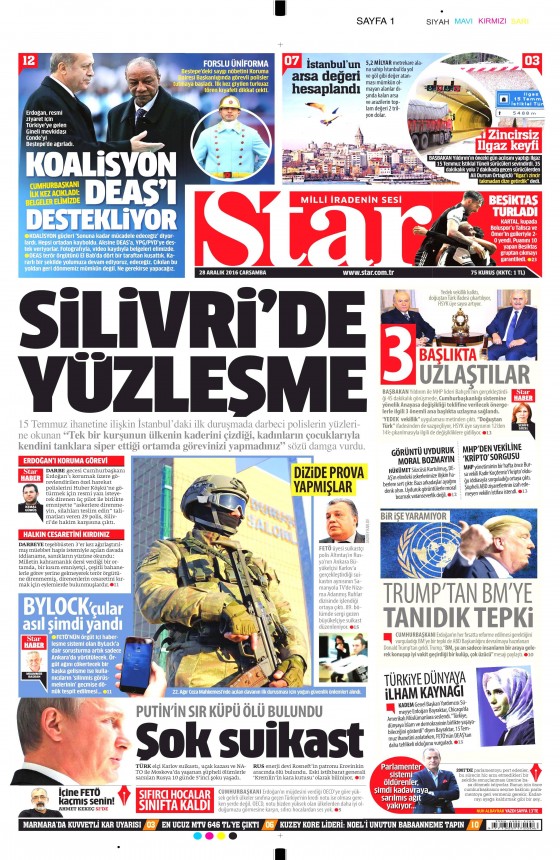 28 Aralık 2016 gazete manşetleri - 505