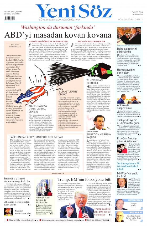 28 Aralık 2016 gazete manşetleri - 527