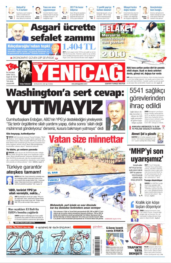 30 Aralık 2016 gazete manşetleri - 14