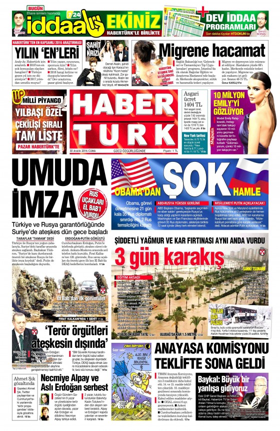 30 Aralık 2016 gazete manşetleri - 16