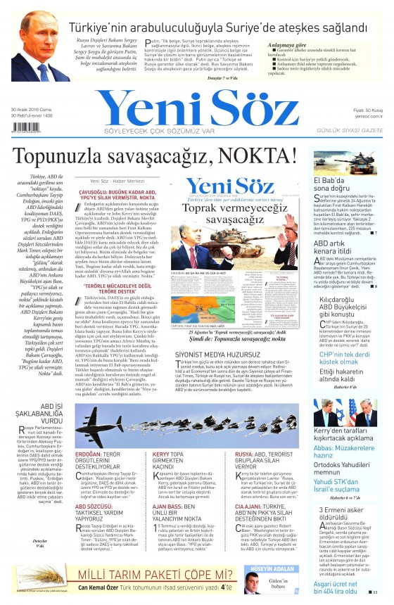 30 Aralık 2016 gazete manşetleri - 20