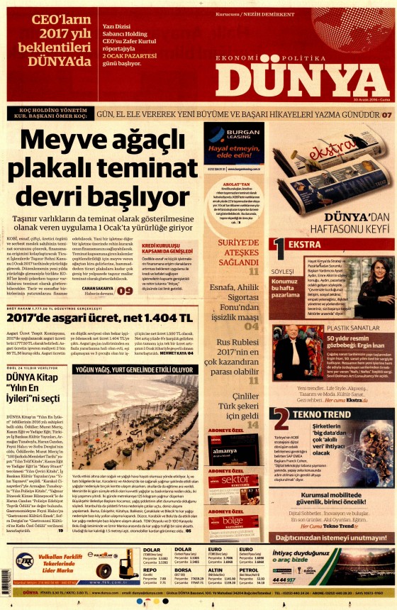30 Aralık 2016 gazete manşetleri - 25