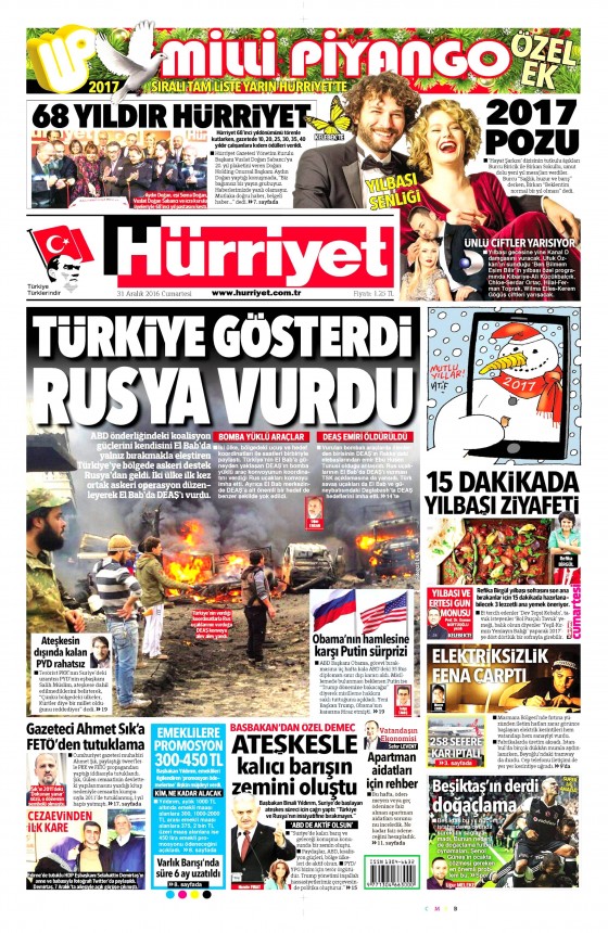 1 Ocak 2017 gazete manşetleri - 612