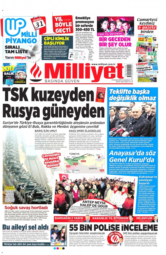 1 Ocak 2017 gazete manşetleri - 618