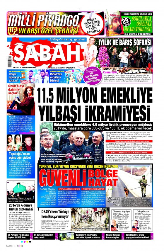 1 Ocak 2017 gazete manşetleri - 622