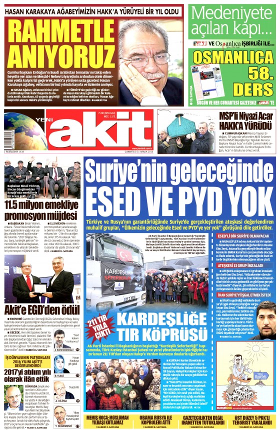 1 Ocak 2017 gazete manşetleri - 633