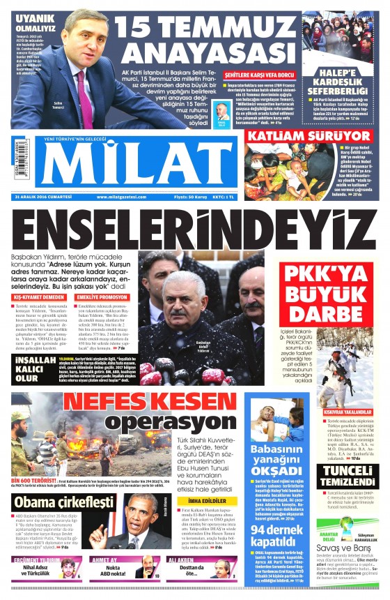 1 Ocak 2017 gazete manşetleri - 637