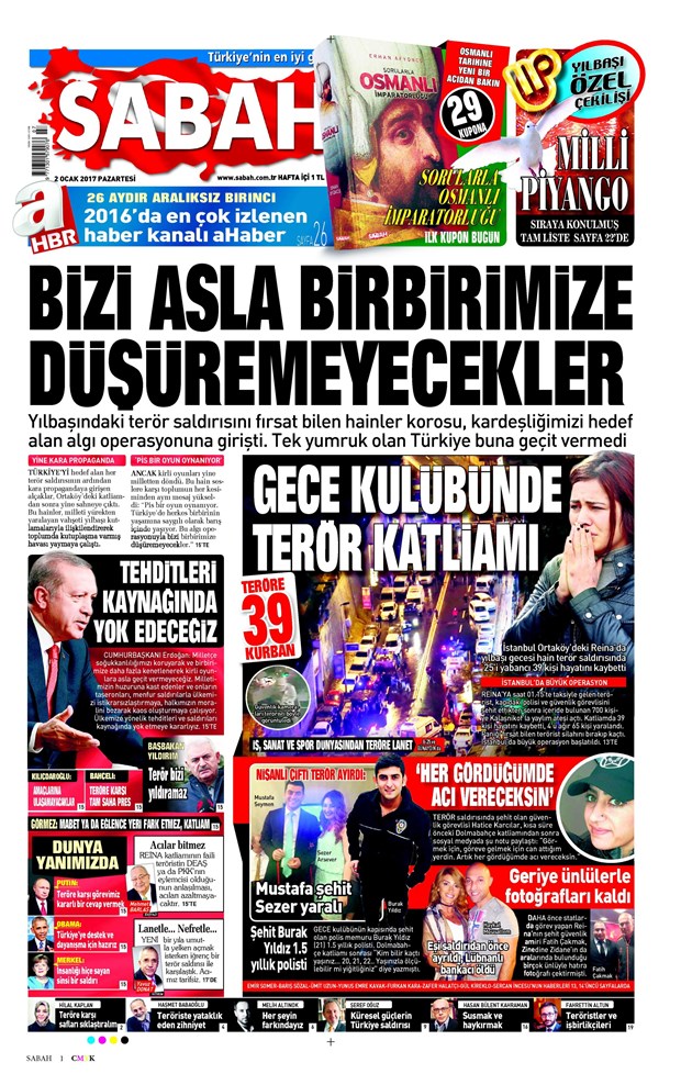 2 Ocak 2017 gazete manşetleri - 1
