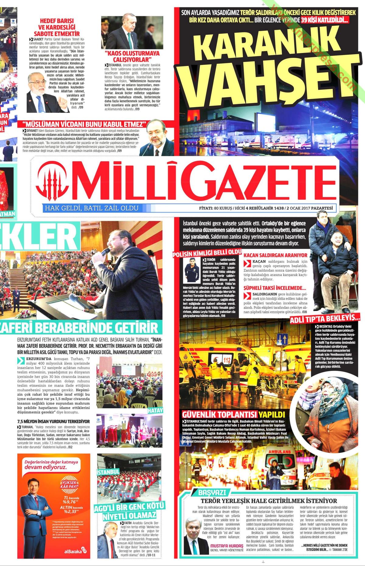 2 Ocak 2017 gazete manşetleri - 3