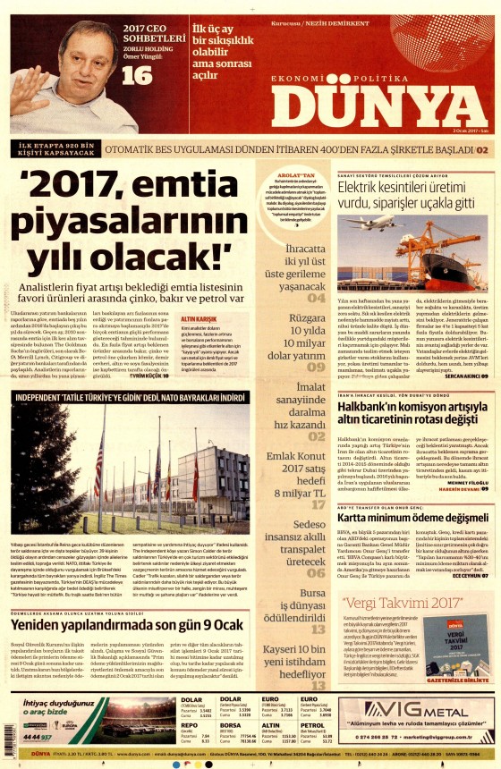3 Ocak 2017 gazete manşetleri - 9