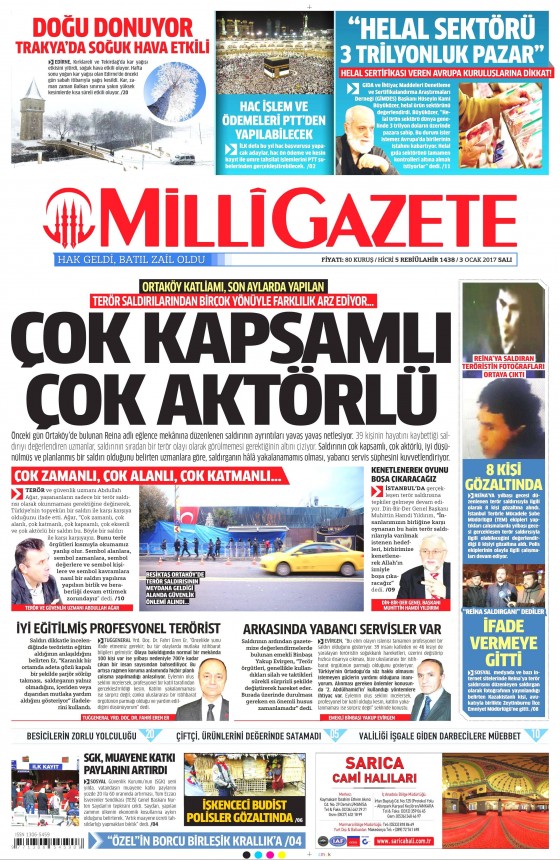 3 Ocak 2017 gazete manşetleri - 1