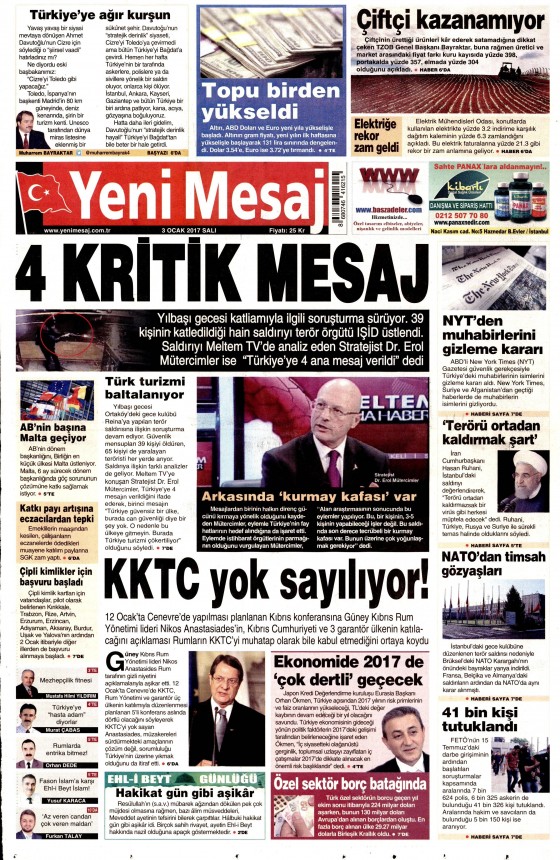 3 Ocak 2017 gazete manşetleri - 16
