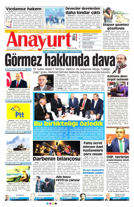 3 Ocak 2017 gazete manşetleri - 27