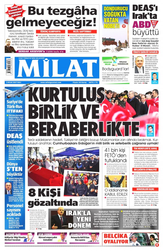 3 Ocak 2017 gazete manşetleri - 22
