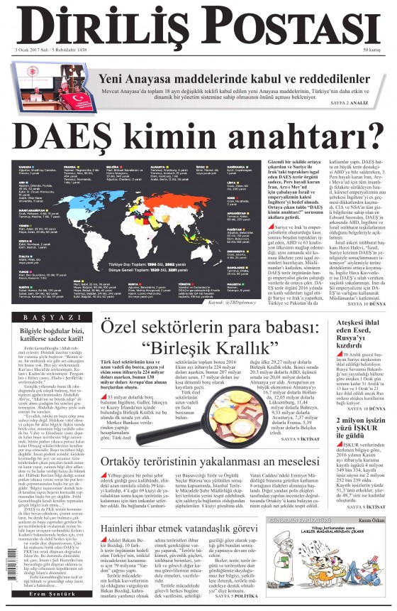 3 Ocak 2017 gazete manşetleri - 25