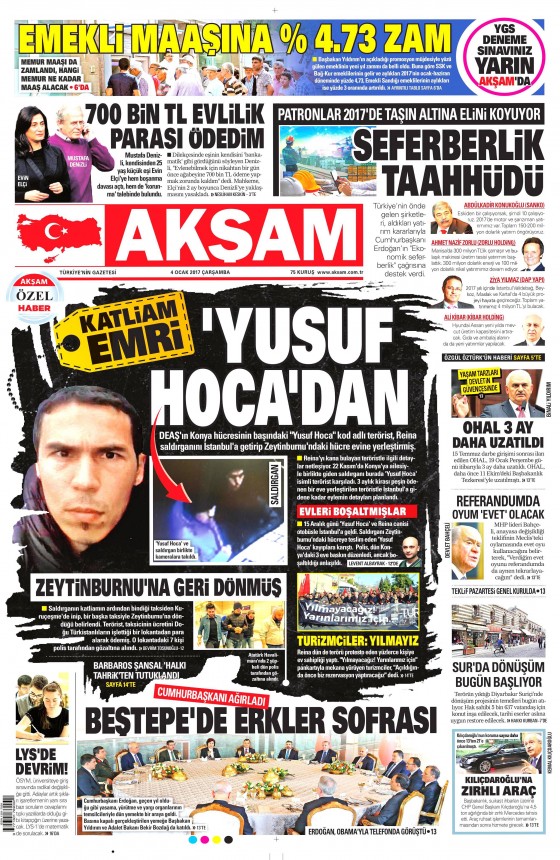 4 Ocak 2017 gazete manşetleri - 772
