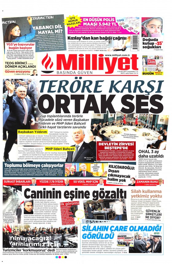 4 Ocak 2017 gazete manşetleri - 780