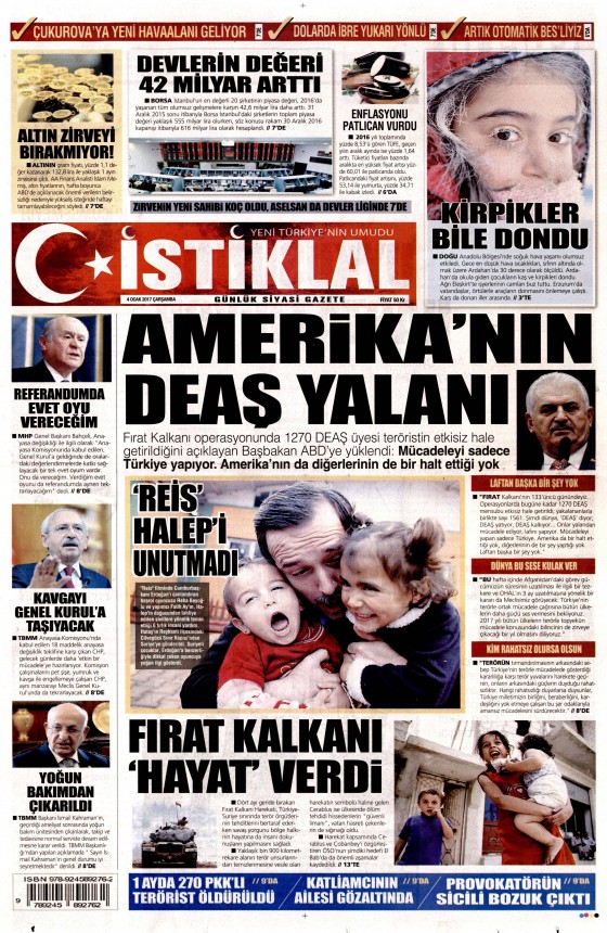 4 Ocak 2017 gazete manşetleri - 782