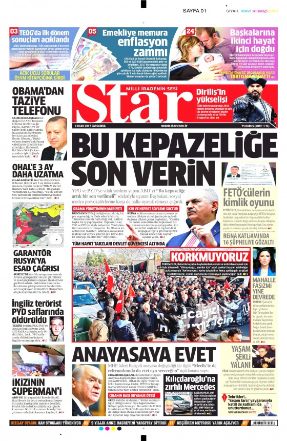 4 Ocak 2017 gazete manşetleri - 787