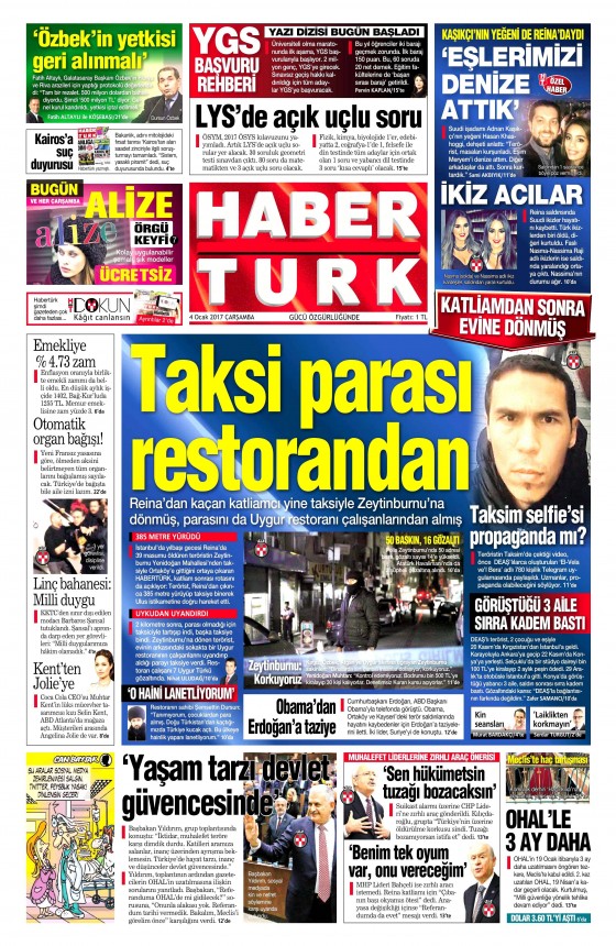 4 Ocak 2017 gazete manşetleri - 800