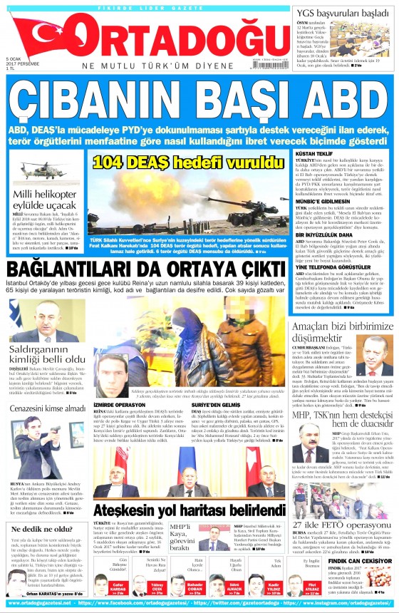 5 Ocak 2017 gazete manşetleri - 823