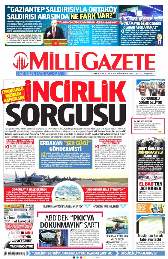 5 Ocak 2017 gazete manşetleri - 821