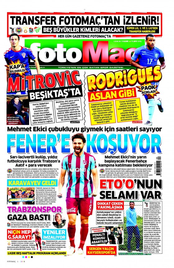5 Ocak 2017 gazete manşetleri - 824