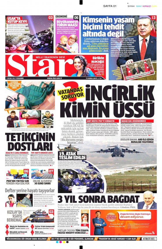 5 Ocak 2017 gazete manşetleri - 826