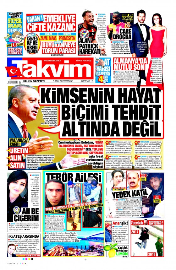 5 Ocak 2017 gazete manşetleri - 825